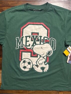 Peanuts Green Snoopy Mexico Soccer Graphic Tee